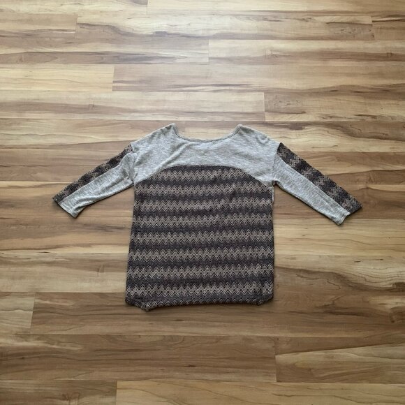 Miss Me Small Mix Knit Sweater Brown 3/4 Sleeve Embellished Studded Sequin - Picture 5 of 6